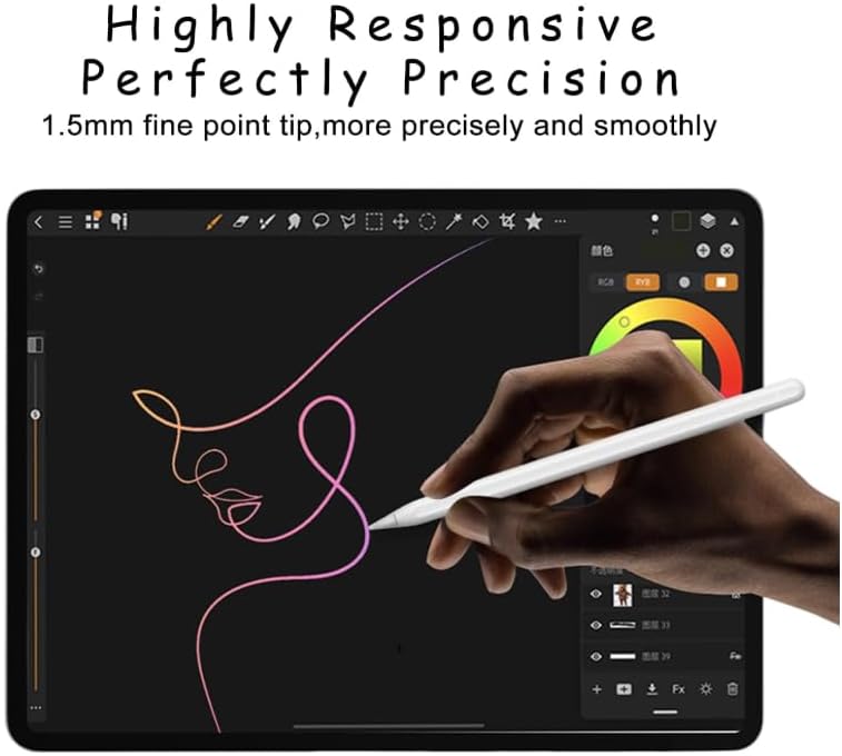 SuitMeeUp Stylus Pen for iPad Pencil 6th-10th&11th Gen,2Pack Pencil Pro with Palm Rejection iPad Pen for 2018-2025 iPadPro 11/12.9/13in/M4,iPad Air 13/11(M2/M3),iPad Air 3/4/5,iPadMini 7/6/5 - Image 2